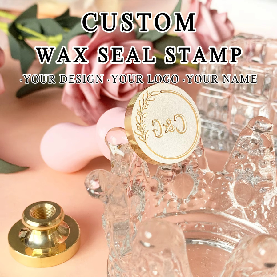 Personalisierter Wachssiegelstempel mit individuellem Logo, Design oder Buchstaben für Hochzeitseinladungen und Geschenkverpackungen, Durchmesser: 3 cm - Bild 2