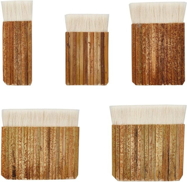 Aquarellpinsel Set mit Bambusgriff in 5 Größen, braun, ideal für Keramikmalerei und Reinigung - Bild 1