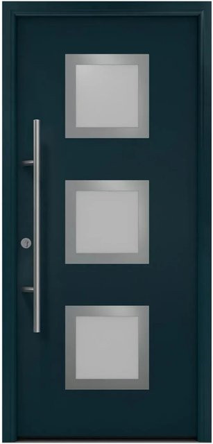 EcoStar Haustür Isopro Secur IPS 810S Anthrazitgrau mit Glaseinsatz B: 110 cm, H: 210 cm, DIN Links - Bild 1