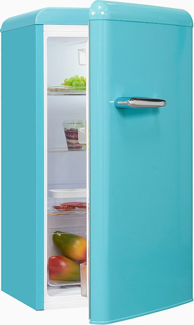 Exquisit Retro Vollraumkühlschrank RKS100-V-H-160F in Taubenblau, B/T/H: 55 x 60 x 160 cm - Bild 1