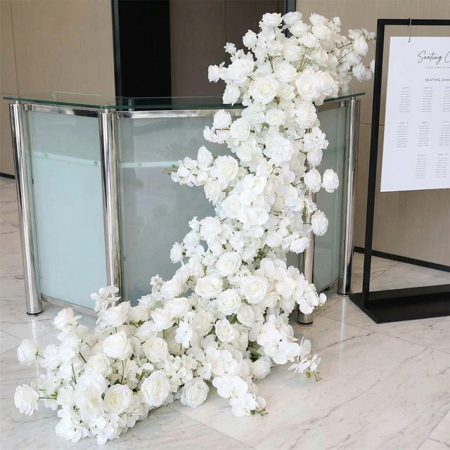 Uflower 3D Künstliche Blumenreihe Weiß für Hochzeit, Party und Heimdekoration - Bild 1