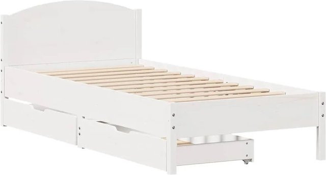 vidaXL Massivholzbett aus Kiefernholz mit Schubladen in Weiß, B/T/H: 80 x 190 x 80,5 cm - Bild 1