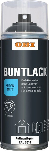 OBI Buntlack Spray Anthrazit RAL 7016 seidenmatt 400 ml - Bild 1
