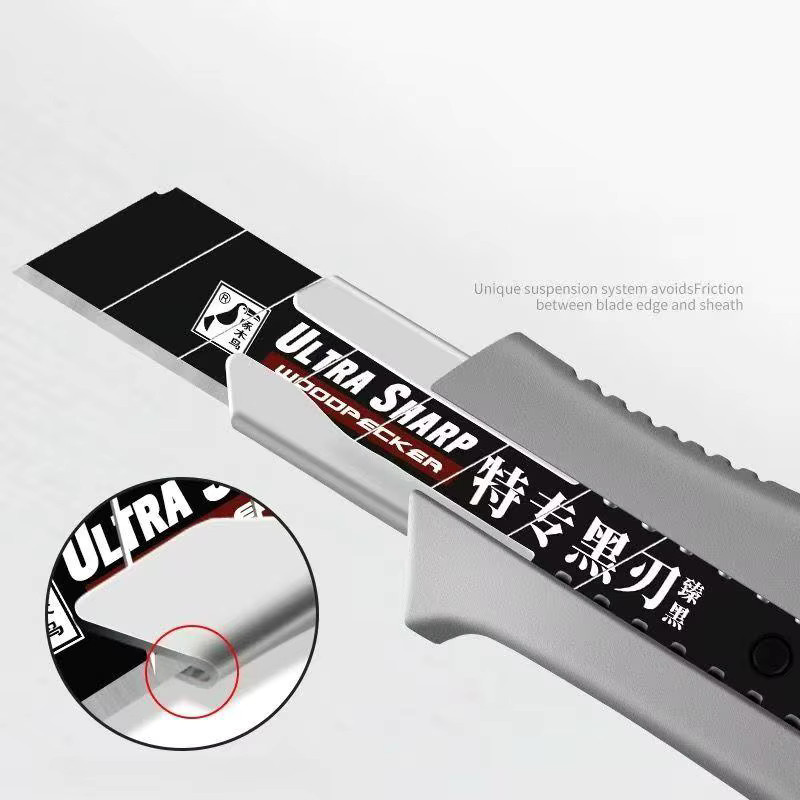 WOODPECKER Professionelles Allzweckmesser mit 18 mm Kohlenstoffstahl-Klinge und Aluminiumlegierung in einziehbarem Design - Bild 3