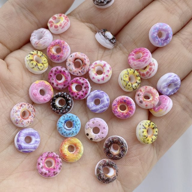 TSXJY Nagelkunst-Harzanhänger Donut-Serie, 50 Stück, Glänzend, 3D-Dekorationen - Bild 1