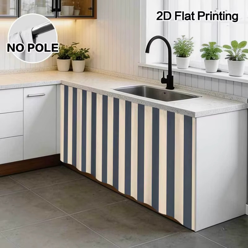 VIKAMA2D Schrankvorhang mit vertikalem Streifendesign in Multicolour, moderner Stoffvorhang für Küche oder Büro, Breite: 70,0 cm - Bild 5