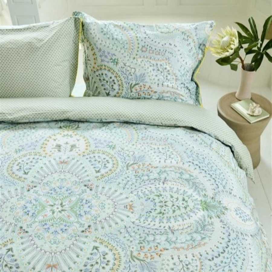 PIP Studio Perkal Bettwäsche Alfombra Light Blue Ornamente Wende Design in Blau und Grün, B/H: 135 x 200 cm mit Kissenbezug 80 x 80 cm - Bild 1