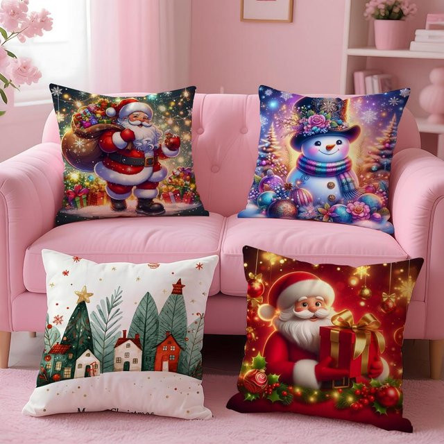 C-CreativeS Weihnachtlicher Kissenbezug, quadratisch, Multicolour, Breite: 30 cm, Höhe: 30 cm - Bild 1
