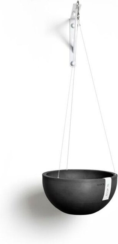 Ecopots Hängender Blumentopf Brussels 27 aus Kunststoff für Innen- und Außenbereich in Weiß oder Schwarz, B: 26,7 cm, H: 12,8 cm - Bild 1