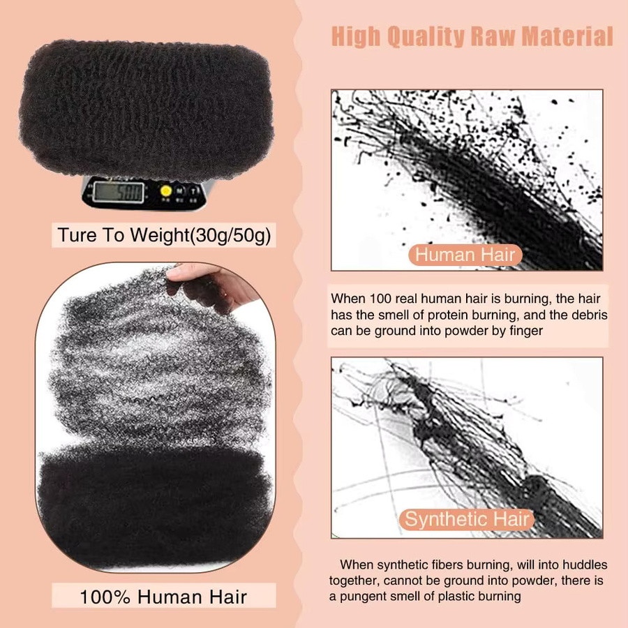 Magic Wave Afro Kinky Bulk Echthaar, 10-18 Zoll, Remy Haarbündel - Bild 3