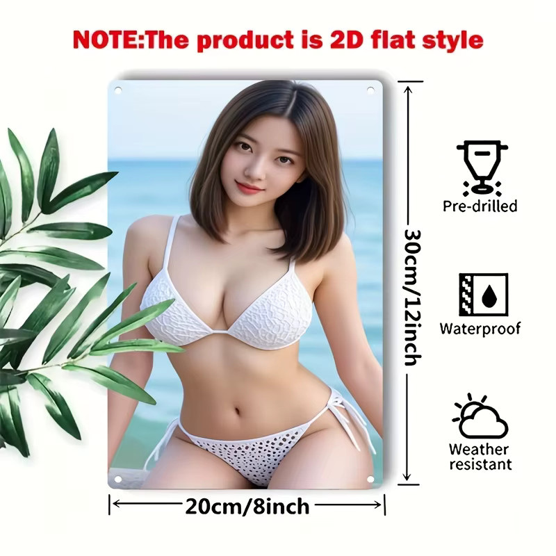 CIFBUY Metall-Wandkunst Bikini-Modell Wanddekor in Multicolour, B/H: 30 x 20 cm - Bild 2