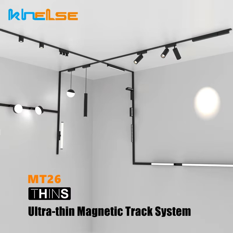 Khelse Ultra Dünnes Magnetisches Schienensystem 48V LED Deckenleuchte mit Halterung in Schwarz - Bild 1