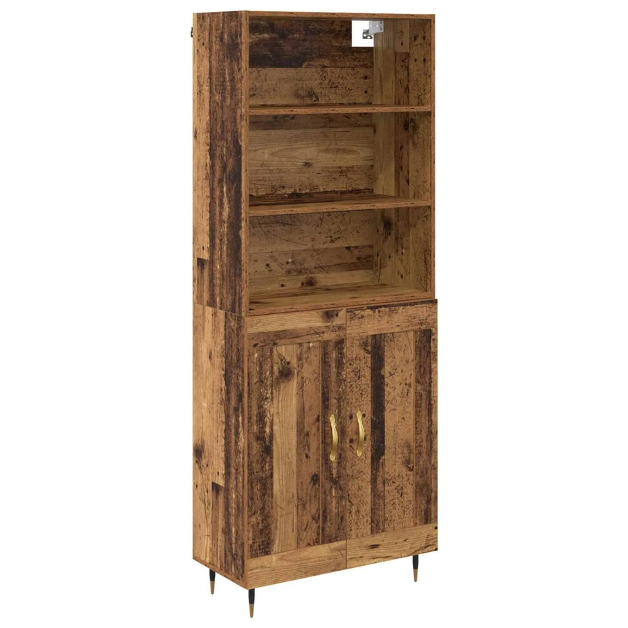 vidaXL Highboard Altholz-Optik in Braun mit Schranktüren und Regalfächern, B/T/H: 69,5 x 34 x 180 cm - Bild 2