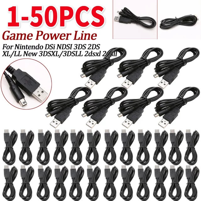 USB-Ladekabel und Datensynchronisationskabel für Nintendo 2DS, 3DS und 3DS XL in Schwarz, Länge: 100 cm - Bild 1