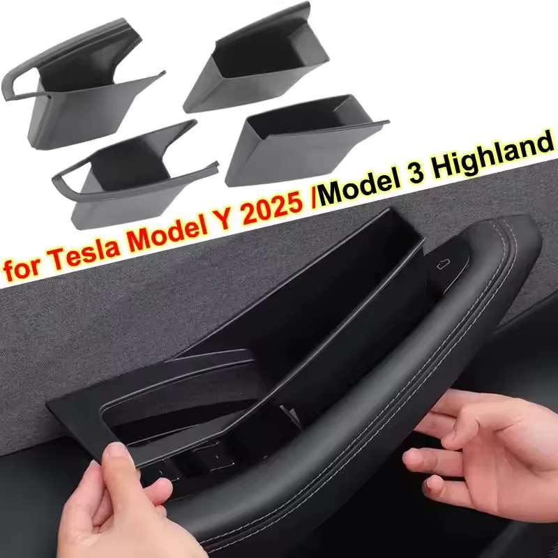 YouGallop Türgriff-Aufbewahrungsbox und Telefonhalter für Tesla Model 3 Highland und Model Y Juniper, Schwarz - Bild 3