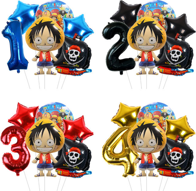 Bandai One Piece Geburtstagsparty-Set mit bunten Cartoon-Figuren-Luftballons und Zahlenballons für Kinder - Bild 1
