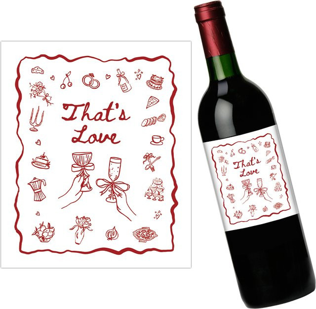 4 Stück romantische Weinflaschen-Aufkleber mit floralem Design in Weiß für Valentinstag, Hochzeit und Jahrestag - Bild 1