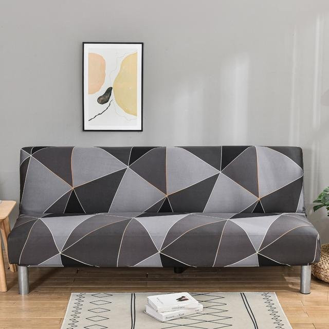 S-EMIGA Elastischer Sofa-Bettbezug in Grau mit Streifenmuster, Armloser Schonbezug aus Spandex-Material für das Wohnzimmer, Größe M (Länge: 160-185 cm) - Bild 1