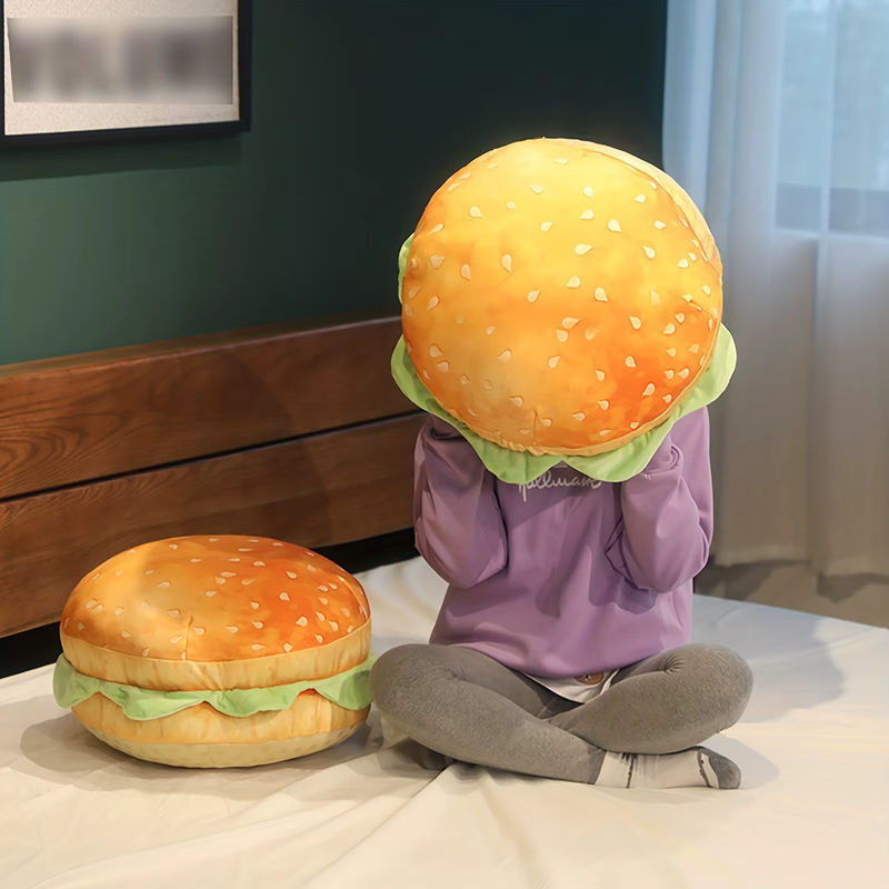 JUANNAI Plüsch Kissen Hamburger Cheeseburger Bunt Mehrfarbig - Bild 3