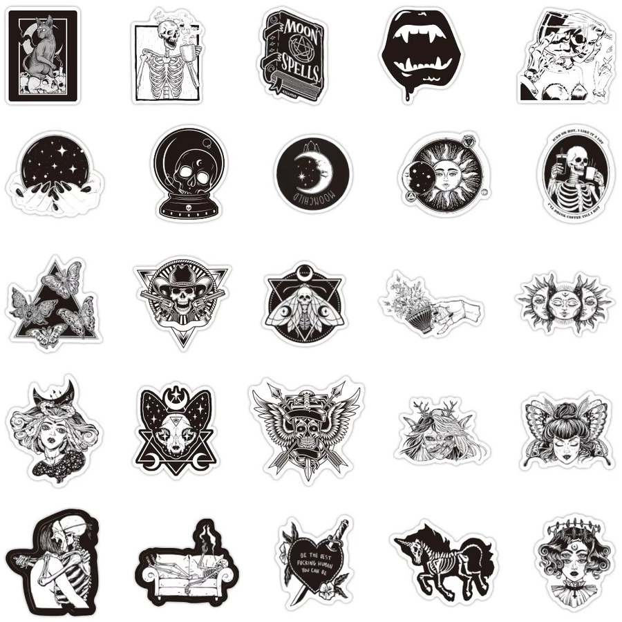 50-teiliges Gothic Aufkleber-Set in Multicolour für Laptop, Handyhülle und Journal von BulingBulingStickers Store - Bild 2