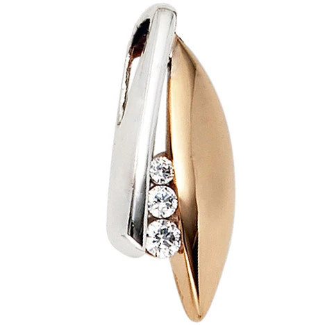 Colfem Anhänger 375 Bicolor, Rotgold, Weißgold, 3 Zirkonia, Unisex - Bild 1