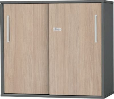 Schäfer Shop Select Anstell- und Aufsatz-Schiebetürenschrank SET UP mit 2 Türen in Graphit und Eiche, B/T/H: 80 x 42 x 72,6 cm - Bild 1