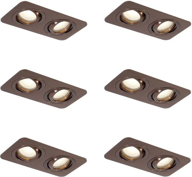 AlberTo Set mit 6 runden Einbaustrahlern in Dunkelbronze, GU10, schwenkbar und neigbar, IP44, Durchmesser: 50 mm - Bild 1
