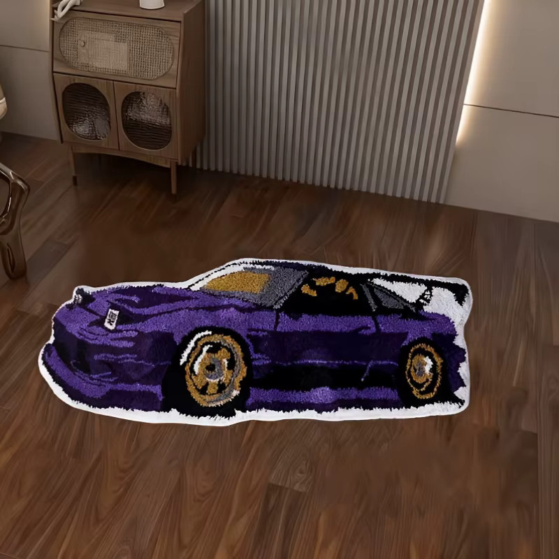 VIKAMA Rutschfeste Bodenmatte in Lila im Sportwagen-Stil für Wohnzimmer und Nachttisch, B/T: 120 x 40 cm - Bild 2