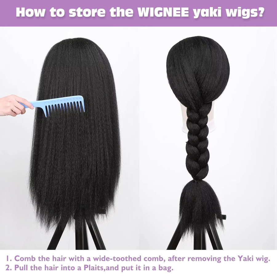 G&T Wig Stirnbandperücke, synthetisch, Yaki gerade, schwarz, Damen - Bild 4