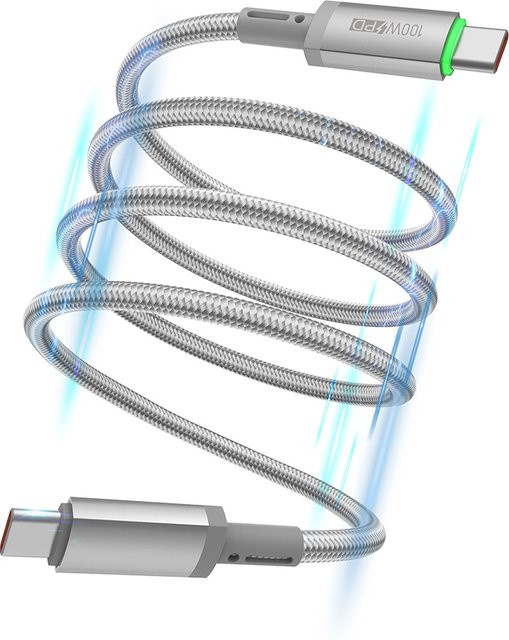 WiWU Maglink 100 W Magnetkabel für iPhone, grau, Lightning-Anschluss - Bild 1