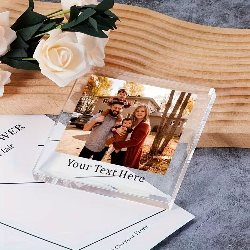 Personalisierter Bohemian 2D Flacher Acryl-Fotoblock Hello Young mit individuellem Text und Buchstaben, Dekoration in Weiß und Transparent, B/T/H: 13,0 x 13,0 x 1,0 cm - Bild 4