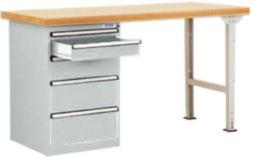 Manuflex Werkbanksystem WC5079.7035 aus Stahl und Gummi in Lichtgrau, B: 300 cm, T: 200 cm, H: 80 cm - Bild 1