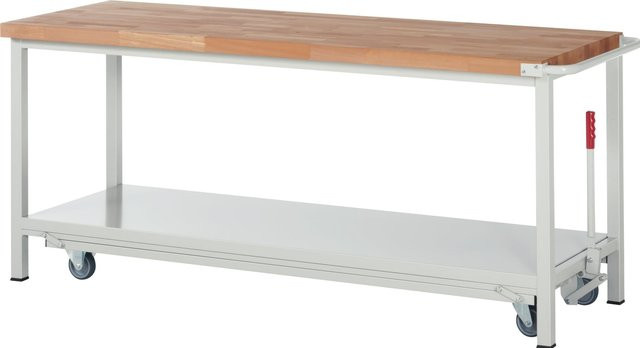 Rau Werkbank Modell 8000-6 mit absenkbarem Fahrgestell aus Stahl und Holz in Multicolour - Bild 1