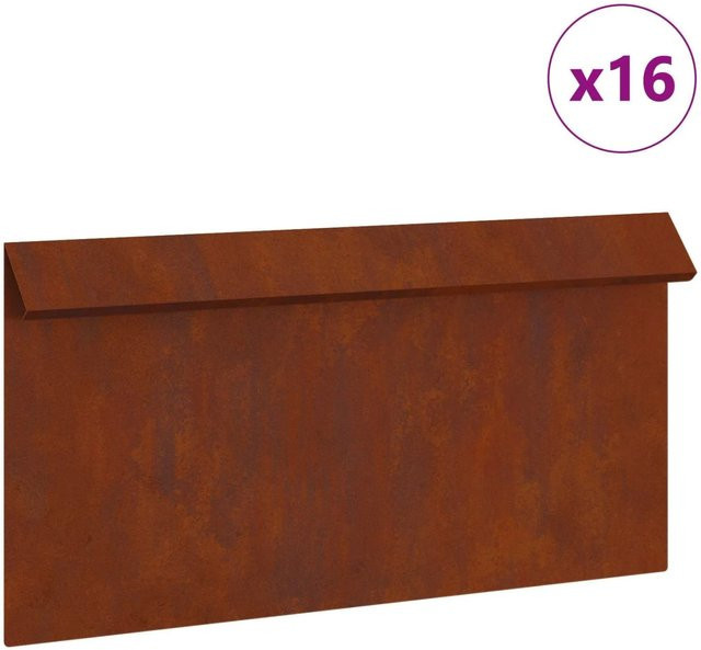 vidaXL Schneckenzaun Set aus rostigem Stahl in Braun, 16 Stück, B/T/H: 50 x 3,5 x 25 cm - Bild 1