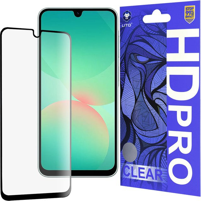 Lito HD Pro Clear Displayschutzfolie aus gehärtetem Glas für Samsung Galaxy A26 A266 in Schwarz und Transparent - Bild 1