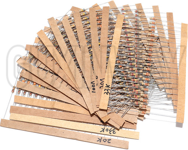 GUXINWAY Kohleschicht-Widerstands-Set 860 Stück, 1/4 W, 5 % Toleranz, sortiert 43 Werte x 20 Stück, 1R – 1 M Ohm - Bild 1