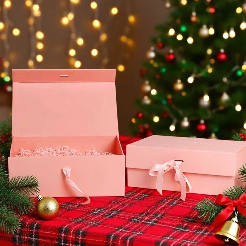 ZYF Luxus-Geschenkbox Set mit Band, Lafite-Gras und Grußkarten-Aufbewahrung, Farbe: Pink, Breite: 23 cm - Bild 2
