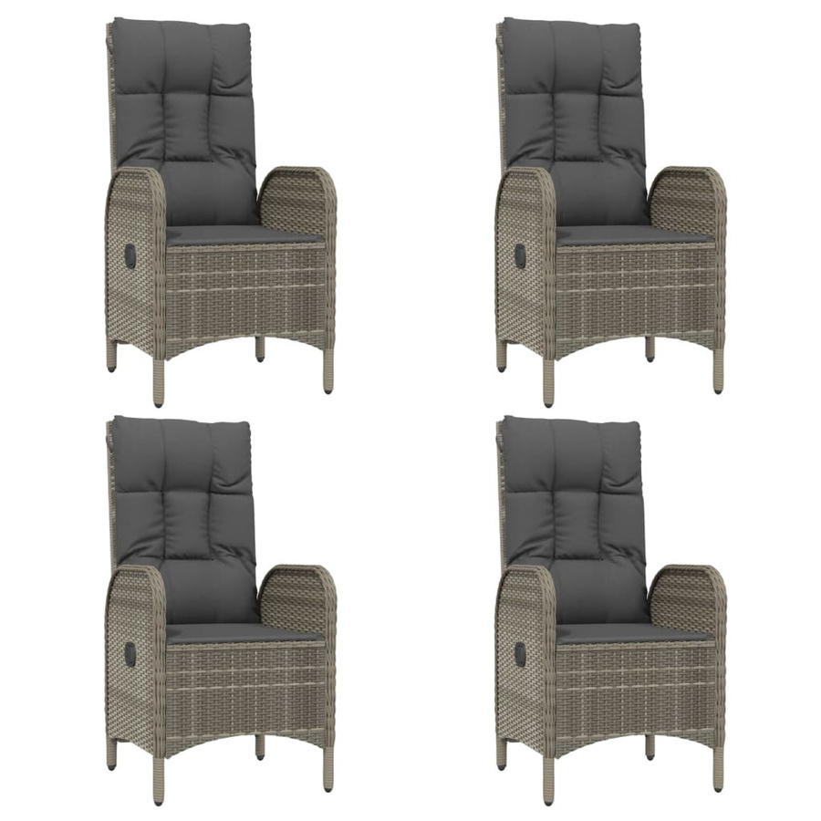 vidaXL 5-teilige Garten-Essgruppe aus Poly Rattan mit Kissen und Glastisch in Schwarz und Grau, B/T/H: 140 x 62,5 x 109 cm - Bild 3