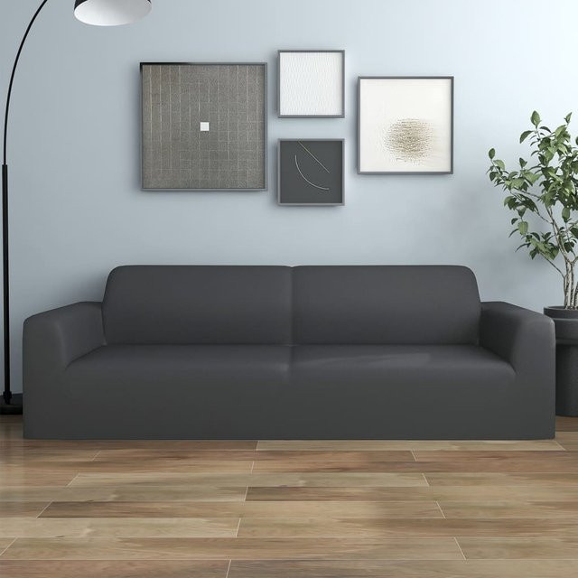 vidaXL Stretch Sofahusse für 3-Sitzer, Anthrazit, Polyester-Jersey - Bild 3