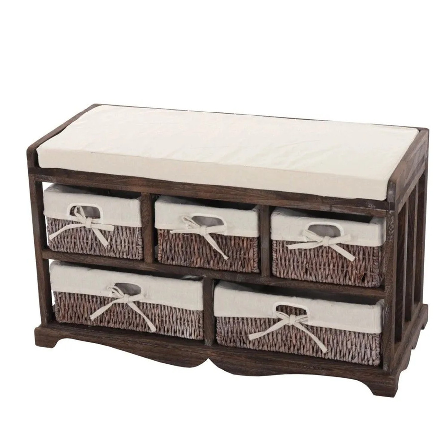 MCW Kommode und Sitzbank mit 5 Schubladen in Braun im Shabby-Look, B/H/T: 45 x 77 x 36 cm - Bild 3