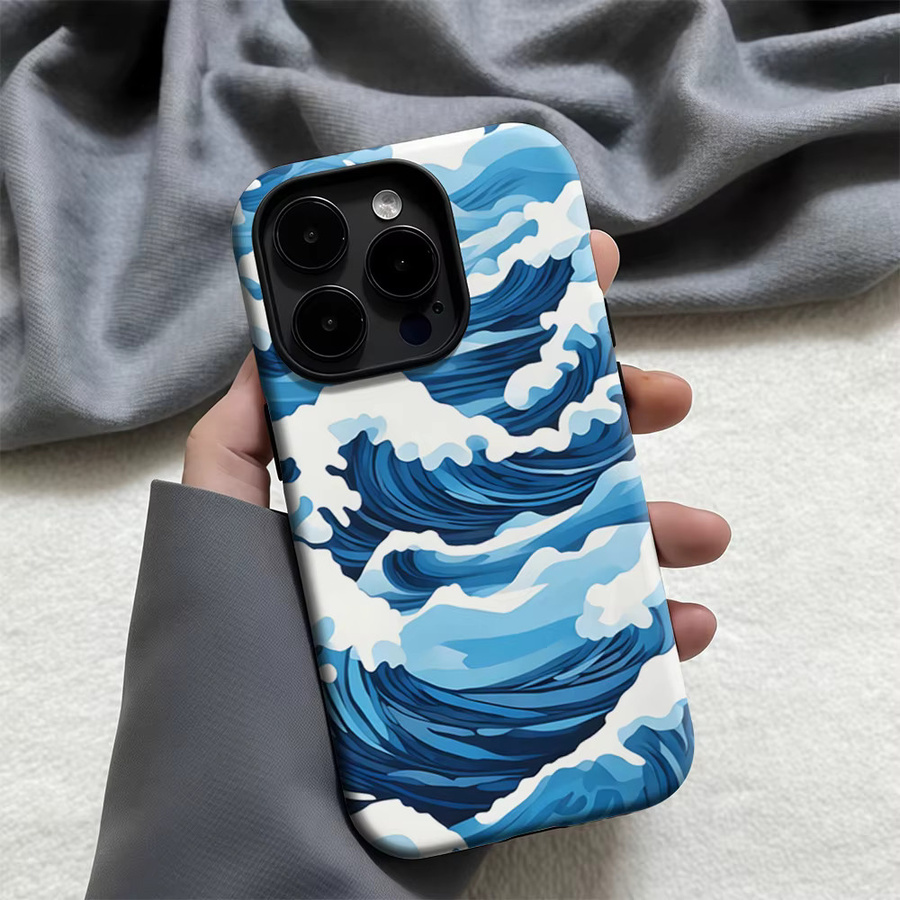 Casegame Matte Bumper Schutzhülle mit MagSafe für iPhone 17 16 15 14 13 Pro Max, Stoßfeste PC Hülle, Blaue Ozeanwellen - Bild 3