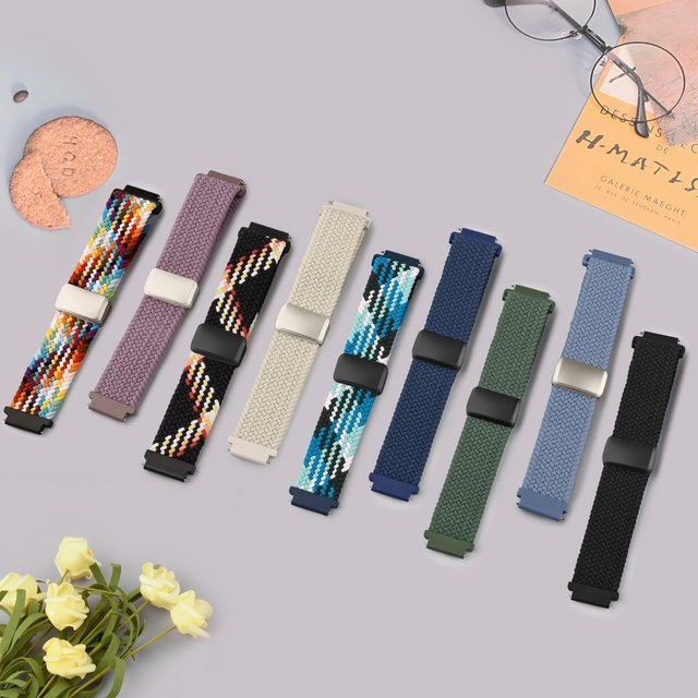 Tobfit Uhrenarmband, geflochtenes Solo-Loop-Armband, Textil, Weiß, Unisex, 20 mm - Bild 1