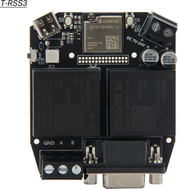 T-RSS3 ESP32-S3 Vollduplex-Hochgeschwindigkeits-Schaltkreismodul mit 5 V, WS2812, 8 MB Flash, RS232 und RS485 in Schwarz - Bild 1
