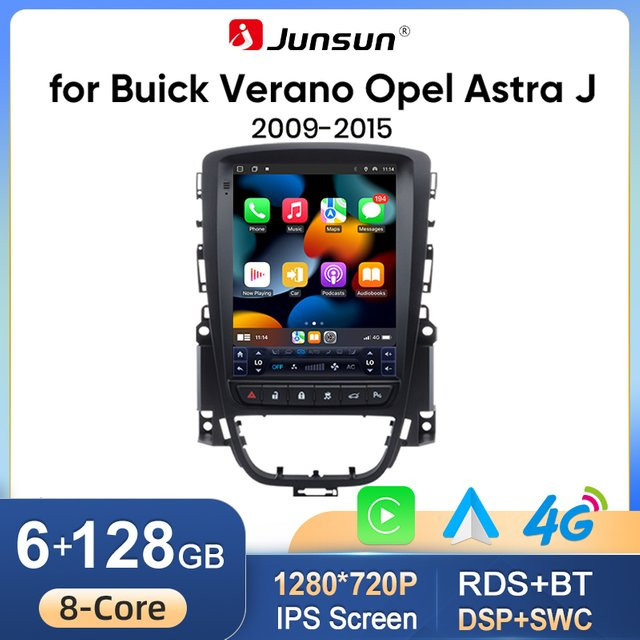 Junsun Android Autoradio im Tesla-Style mit 9,7 Zoll IPS-Bildschirm für Opel Astra J und Vauxhall Buick Verano 2009-2013, kabelloses Apple CarPlay und Bluetooth, Schwarz - Bild 1