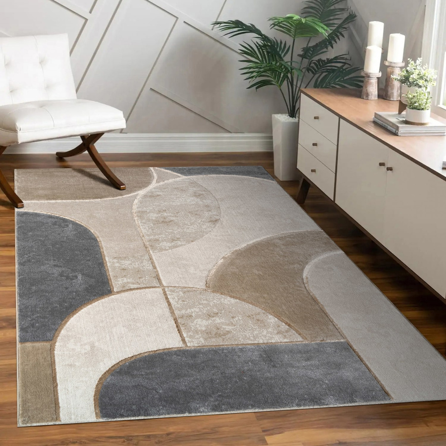 Moderner Teppich Tiana in Grau mit geometrischem High-Low-Effekt, B: 200 cm, T: 290 cm - Bild 2