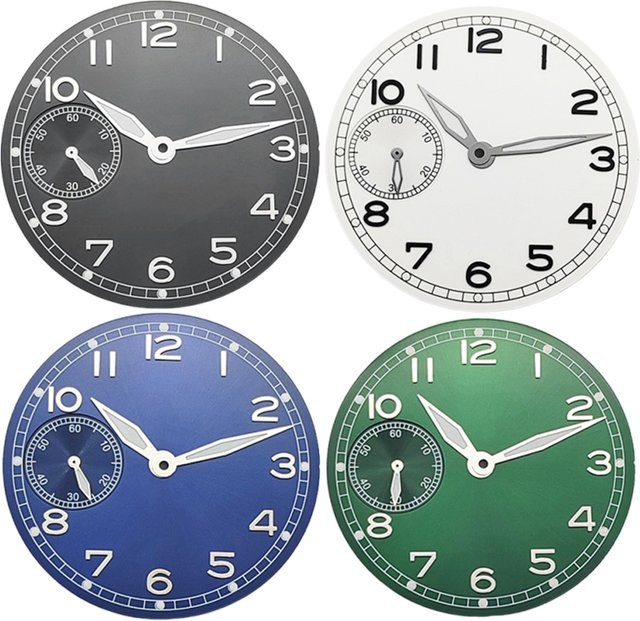 Uhrenzifferblatt miuksi, 37 mm, grün leuchtend, mit Datumsfenster, Unisex - Bild 1