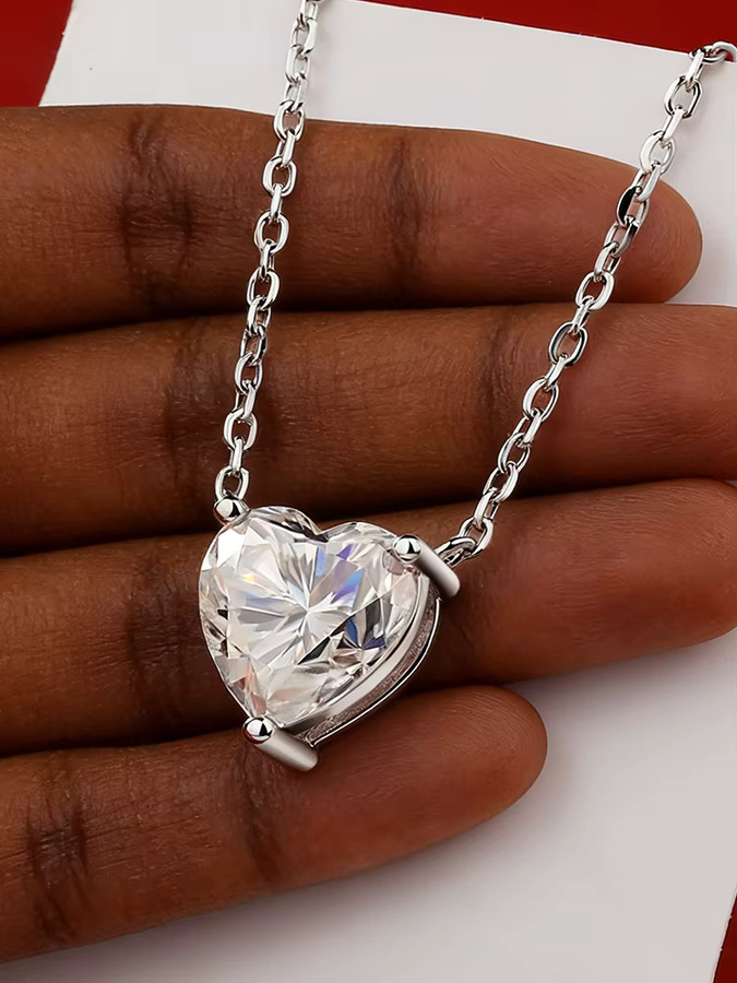 BXINY Halskette, Moissanit, Diamant, 925 Silber, Damen - Bild 3