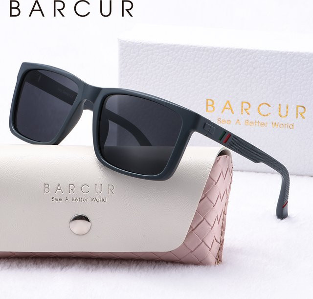 BARCUR Sonnenbrille, Herren, Vollrand, quadratisch, schwarz, Kunststoff, polarisiert - Bild 1