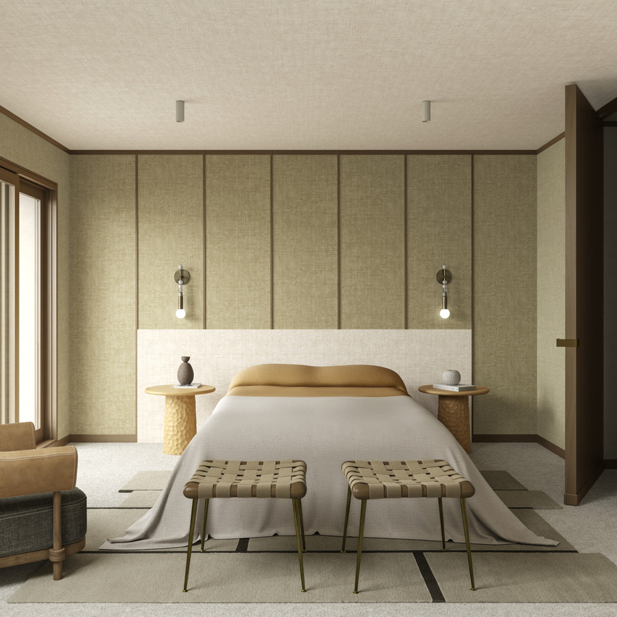 Arte International Essentials Wallpaper Brushed Suede in Beige und Grün mit abstraktem Design und Non-Woven-Struktur - Bild 1
