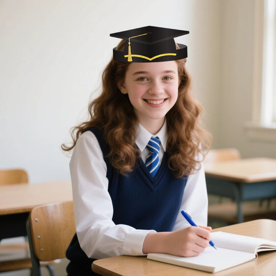 10 Stück Papier-Doktorhüte in Schwarz für Abschlussfeiern und Zeremonien, Unisex Einweg-Absolventenhüte als Foto-Requisiten und Dekoration - Bild 2